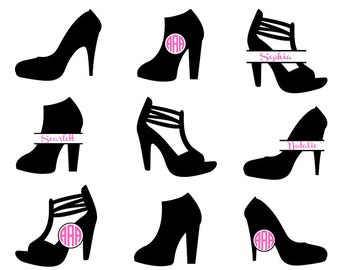 High Heel Svg, High heel monogram Svg, High heels, Shoes Svg, High Heel Silhouette, High Heel Clipart, Cricut Files, svg, dxf, eps, png.