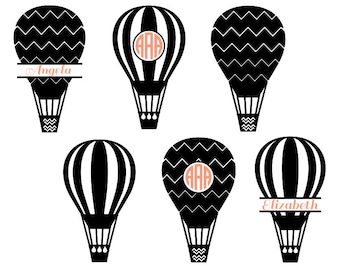 Globo de aire caliente SVG archivo, globo de aire caliente monograma Svg, globo svg, imágenes prediseñadas de globo de aire caliente, silueta de globo de aire caliente, Cricut, svg, dxf.