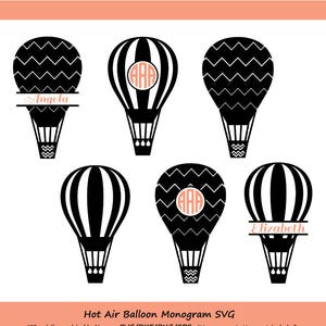 Hot Air Balloon SVG File, Hot Air Balloon Monogram Svg, Balloon svg, hot air balloon clipart, hot air balloon silhouette, Cricut, svg, dxf.