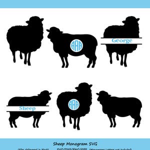 Sheep SVG cut file, sheep monogram svg, farm animals svg, animals svg, farm svg, vector, sheep silhouette, Cricut files, svg, dxf, eps, png.