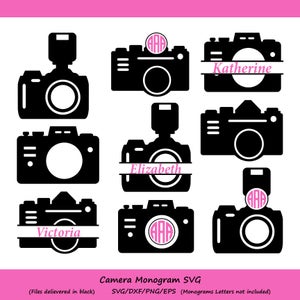 Camera svg, camera monogram Svg, photography svg, photography monogram, Camera Clipart, Camera Silhouette, Cricut Files, svg, dxf, eps, png.