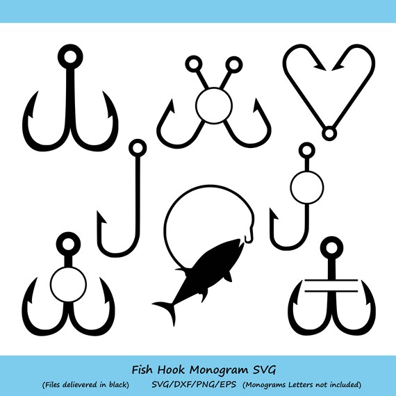 Fish Hook SVG, Fish Monogram Svg, Fishing Svg, Fish SVG, Svg Files for  Cricut, Svg Files for Silhouette, Vector Cut Files, Png, Dxf, Eps. 