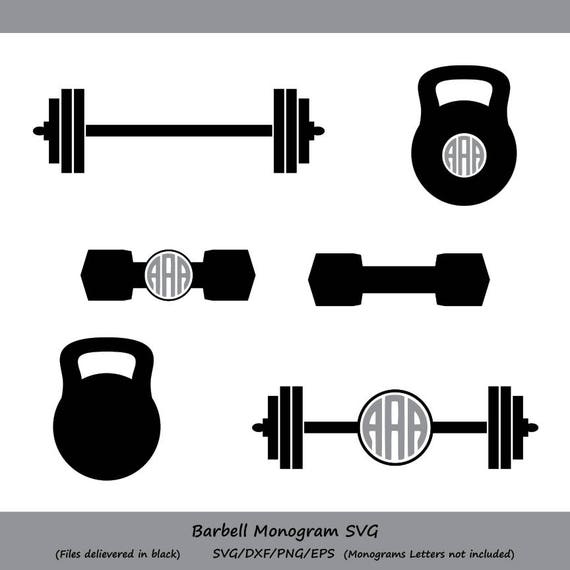 Barbell Svg Barbell Monogram Svg Weight SVG Kettlebell SVG Monogram