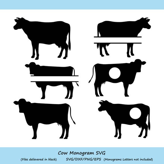 Cow Svg Cow Monogram Svg Farm Animal Cow Cow Cut File Etsy