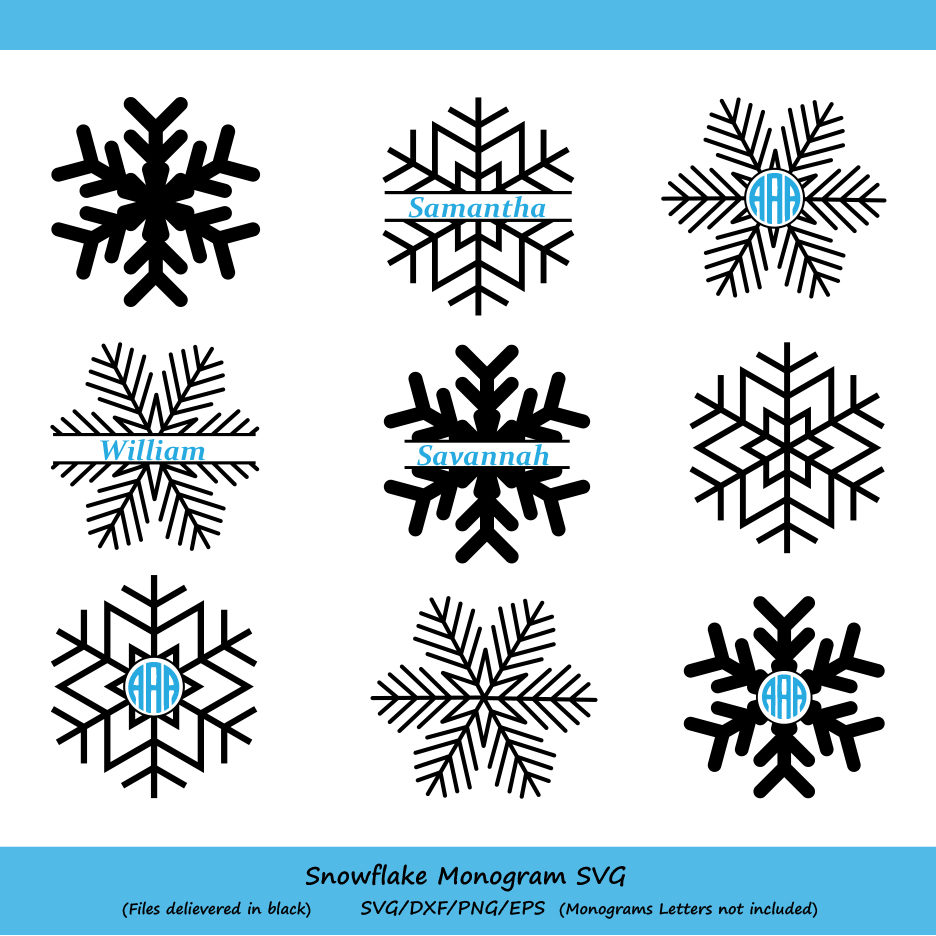 Download Snowflake SVG Cut File Snowflake Monogram Svg Snowflakes | Etsy