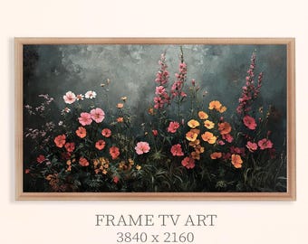 Moody Wildflowers Frame Tv Art, Modern Cottagecore Frame Tv Art, Floral Oil Painting Frame Tv Art, vintage botanical Tv Art, Screen Saver.