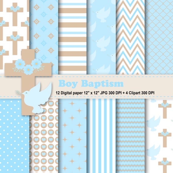 Boy Baptism Digital Paper, Boy Baptism Clipart, Baptism Background, Baptism Invitation, Baptism Digital Paper, Pattern, Commercial Use.
