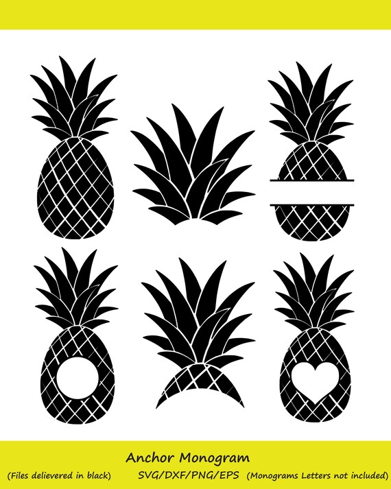 Download Pineapple Svg Pineapple Monogram Frames Silhouette Svg Etsy