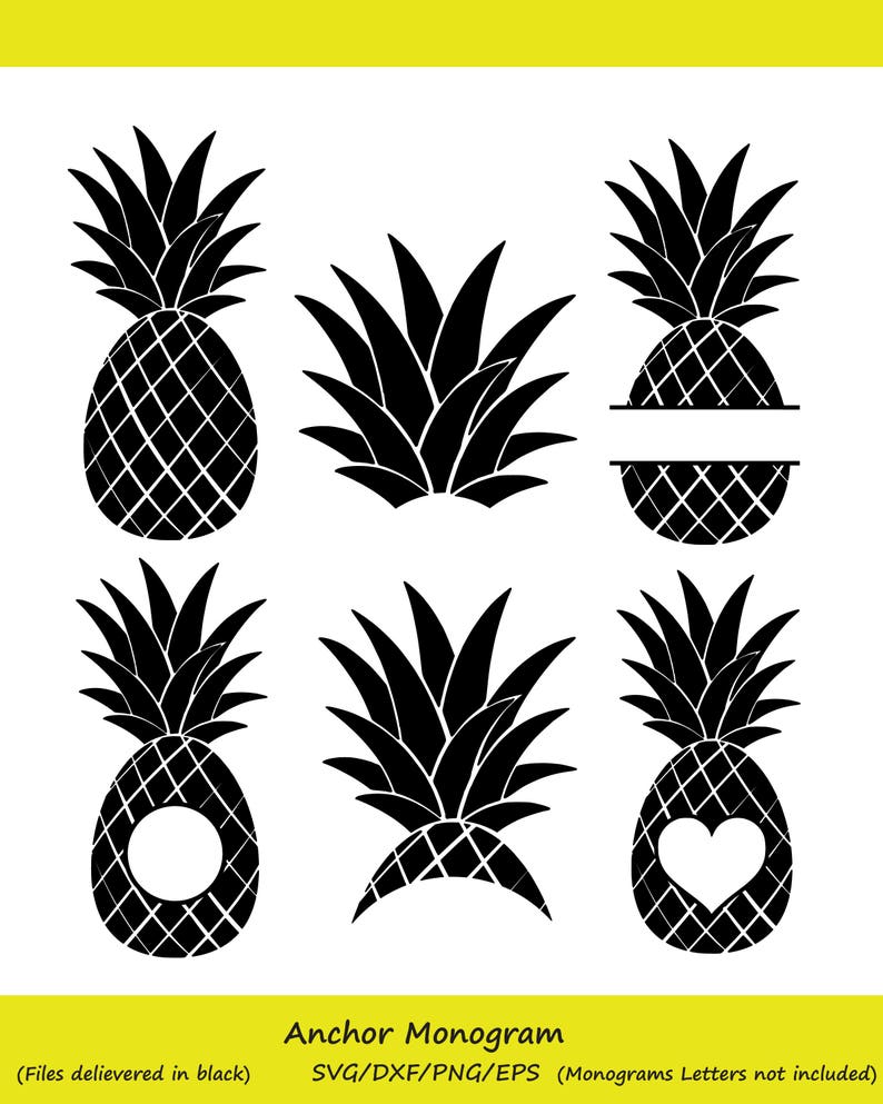 Download Pineapple SVG Pineapple Monogram Frames Silhouette SVG | Etsy