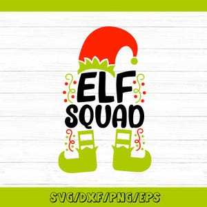 Elf Squad Svg, Christmas Elf Svg, Funny Elf Svg, Elf Hat And Boot Svg, Elf Family Svg, Silhouette Cricut Cut Files, svg, dxf, eps, png.