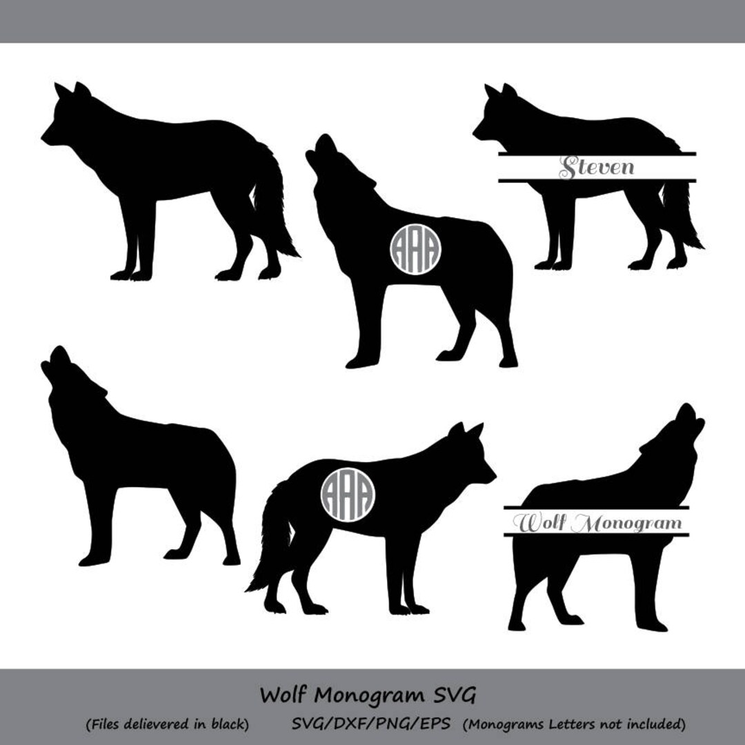 Wolf Svg, Wolf Monogram Svg, Wolf Cut File, Dog Svg, Howling, Animal