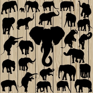 26 Olifant SVG, Olifant EPS, OlifantSvector, Olifantsilhouet Clipart, Olifant DXF, Olifant Png, Olifant snijdend Dossier, Afdrukbaar.