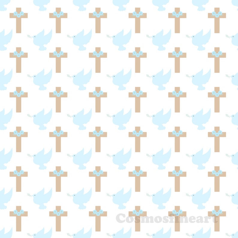 Boy Baptism Digital Paper, Boy Baptism Clipart, Baptism Background, Baptism Invitation, Baptism Digital Paper, Pattern, Commercial Use. image 5
