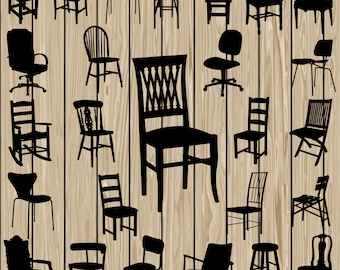26 Chair SVG, Chair EPS, Chair Vector, Chair Silhouette Clipart, Cutting File, Chair Printable, furniture SVG, furniture Eps, furniture Dxf.