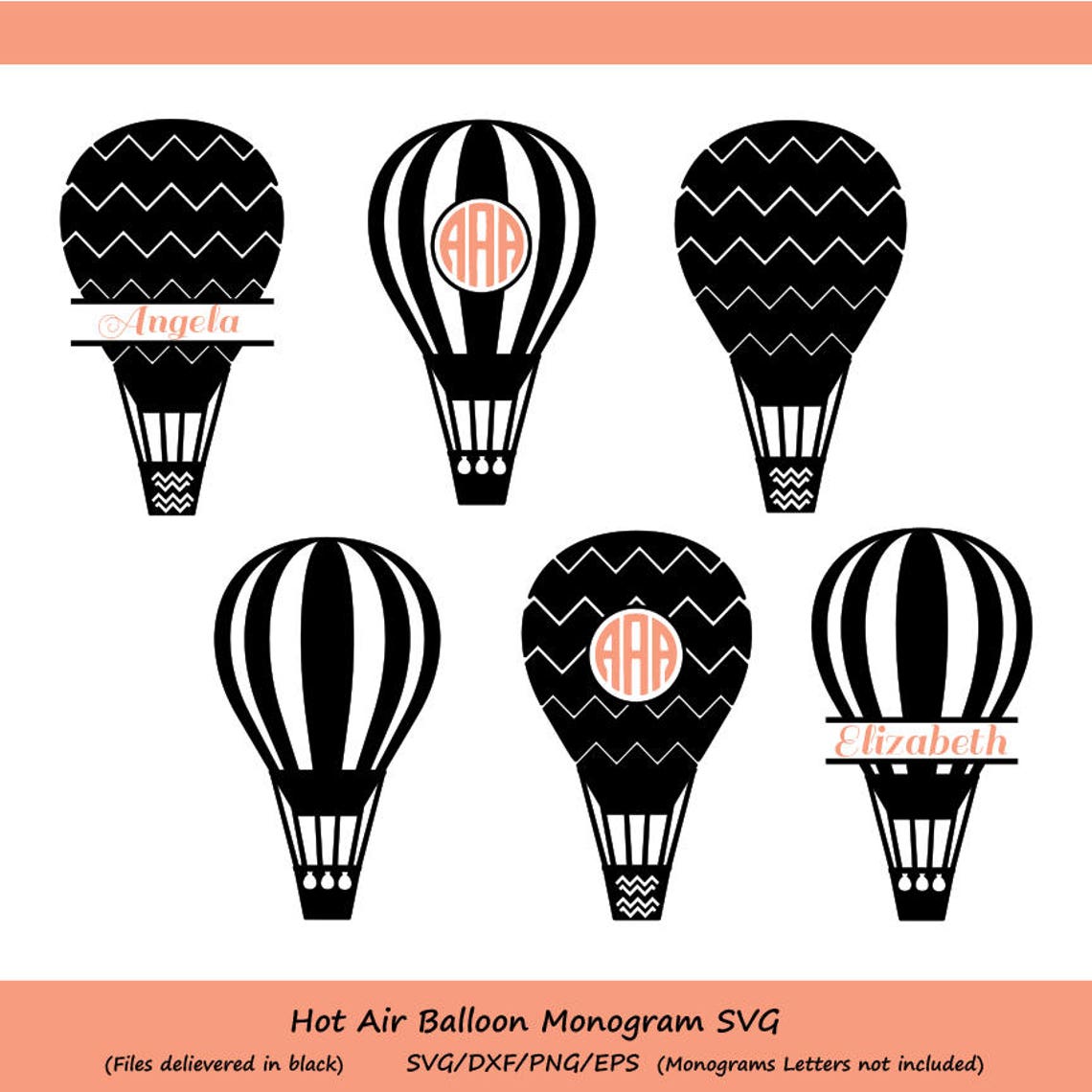 Hot Air Balloon SVG File Hot Air Balloon Monogram Svg - Etsy