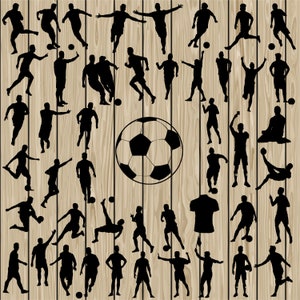 Fußball Fußballspieler Silhouette SVG PNG Bundle Schneidedateien & printable.