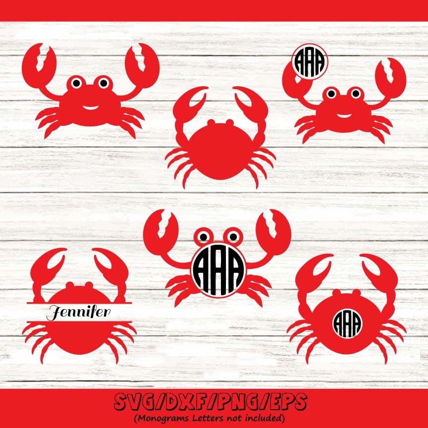 Download Crab Svg Crab Monogram Svg Sea Animals Svg Nautical Svg Etsy