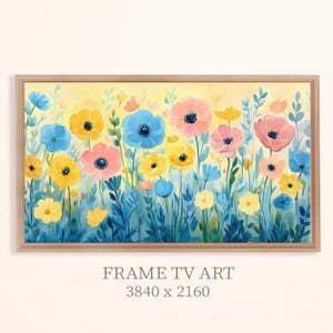Wilde bloemen frame tv-kunst, lente frame tv-kunst, zomer frame tv-kunst, kleurrijke bloemen frame tv-kunst, aquarel bloemen tv-kunst, screensaver.
