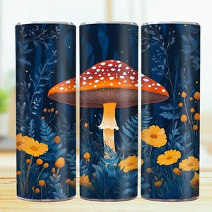 Mushroom Tumbler Wrap, 20oz Skinny Tumbler Wrap, Cottage Core Mushroom 20oz Skinny Sublimation Tumbler Design, Fantasy Mushroom Tumbler PNG.