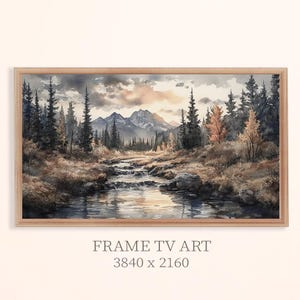 Autumn Forest Frame Tv Art, Mountain Greek Frame Tv Art, Vintage Landscape Painting Tv Art, Moody Fall Tv Art, Country Forest Screensaver.
