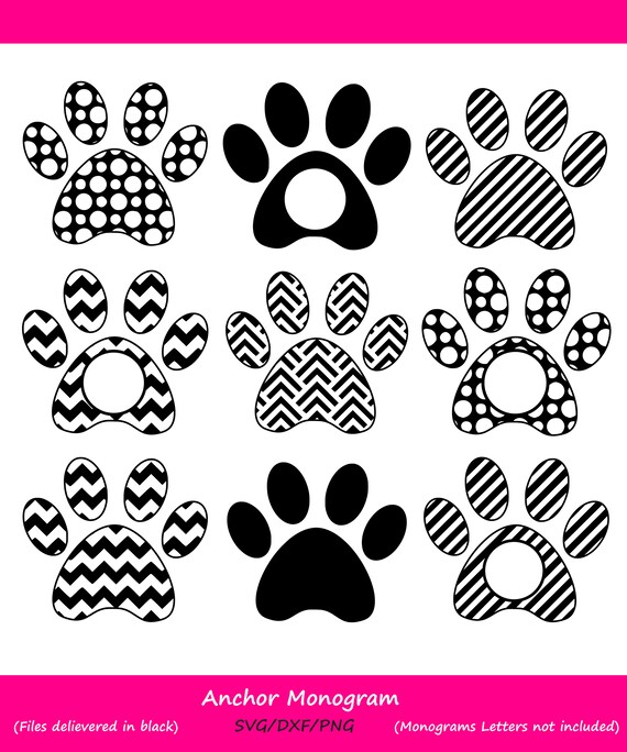 Download Paw Print Svg Paw Print Monogram Dog Paw Svg Die Cuts Etsy