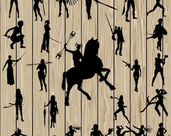 24 Woman Warrior SVG,  Woman Warrior EPS, Woman Warrior Vector, Woman Warrior Silhouette Clipart, Cutting File, Fighter SVG, Warrior Dxf.