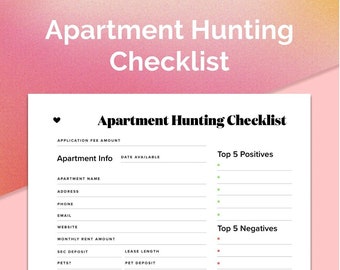 Must-Have Printable for Apartment Hunting Checklist First Time Home Renter Tips College Real Estate Property Details AirBnb Property Mgmt