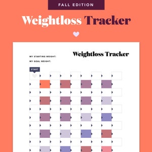 Fall Colors, Weightloss Tracker - 1 Pdf 8.5 x 11,  Seasonal color ready to print and get to work - Add rewards for each milestone achieved