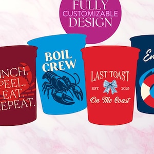 Custom Clambake Cup Crawfish Boil Crew Shuck Yeah Nautical Lobster Decor Summer Fun Coastal Beach Wedding Favor Last Toast New England Coast