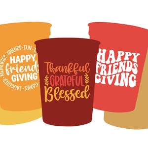 Cups for a Personalized Family Thanksgiving Dinner Party Plastic Cups Party Favors Friendsgiving Favors Friendsgiving Decor Fall