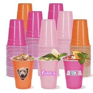 Custom Solo Style Party Cups with sticker added for Bachelorette Party Decor for Birthday Favor Personalized Disposable Custom Party Cups
