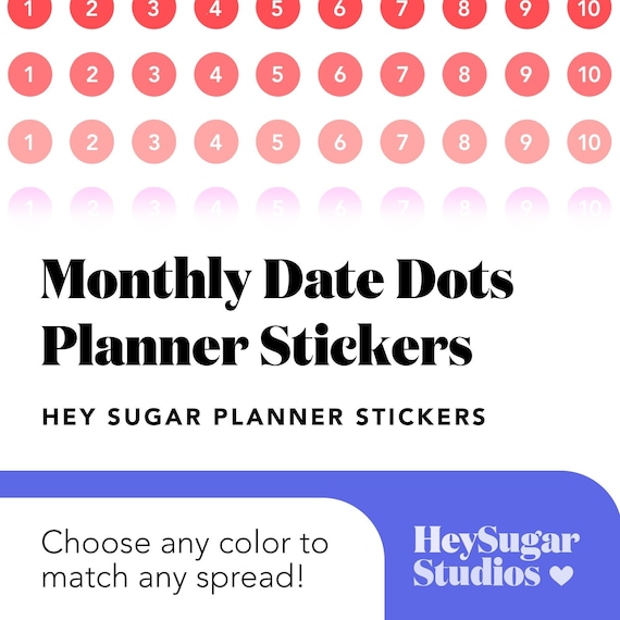 Color Choice Tiny Date Stickers Countdown Stickers Small Number