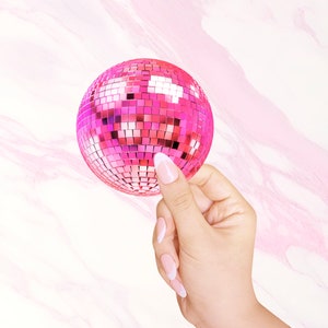 Hot Pink 90s Disco Mirror Ball Sticker 70s Bachelorette Party Favor for Girls trip Laptop sticker Disco Aesthetic Pink party