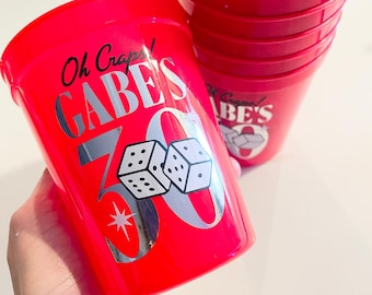 Oh Craps Las Vegas Party Cups Kundengerechte wiederverwendbare Bachelorette personifizierte 16 Unze rote Kasino-Nacht Vegas vor Vows Würfel-Thema Vegas-Zeichen