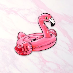 Hot Pink Key West Bach Flamingo Pool Float Holografische Sticker Party Favor Tropical Summer Vibes Flamingle Waterdicht!