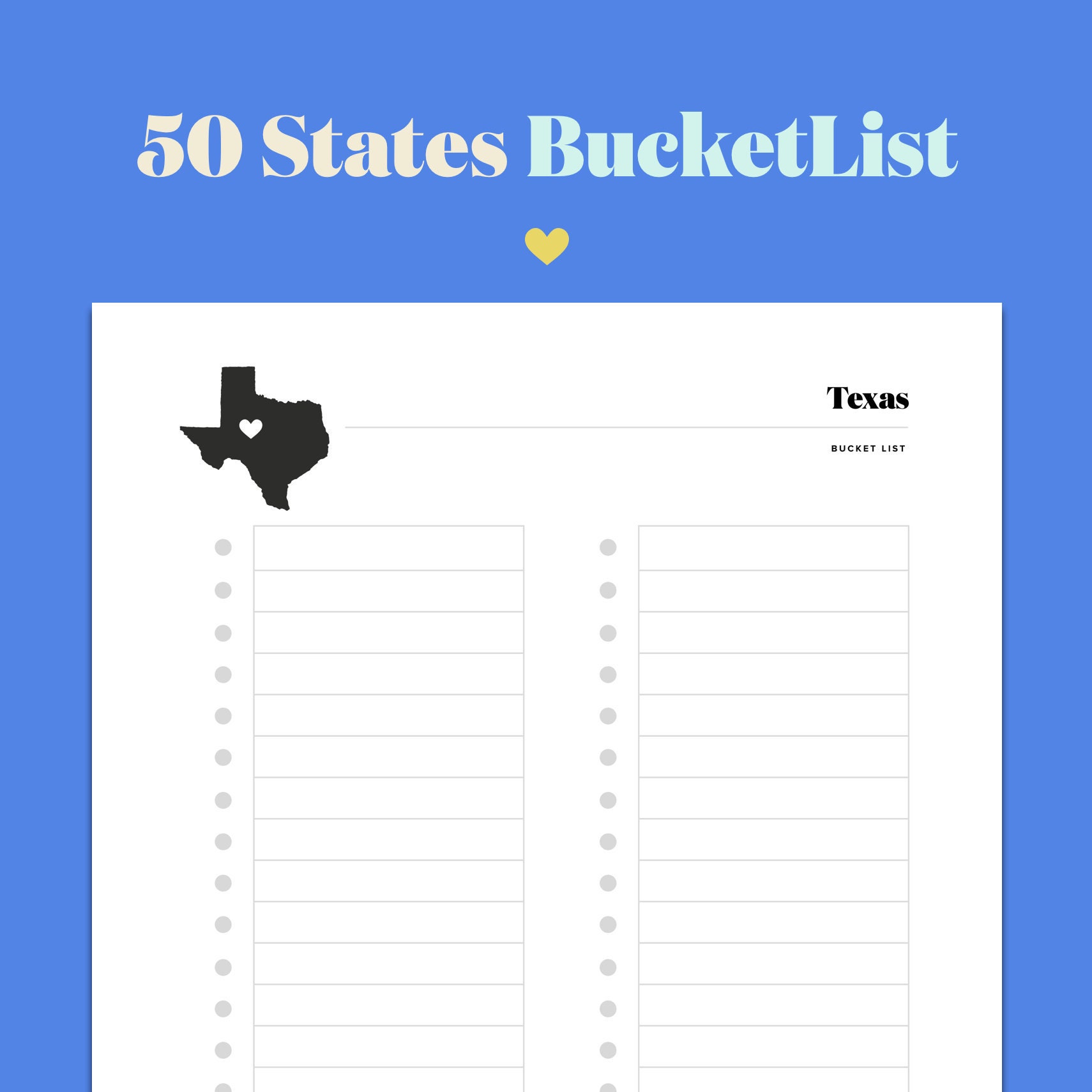50 States Bucket List Travel Planner Etsy
