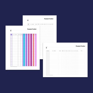 Payment Tracker, Bill Payments for Full Year - vertical and landscape - both color and b&w