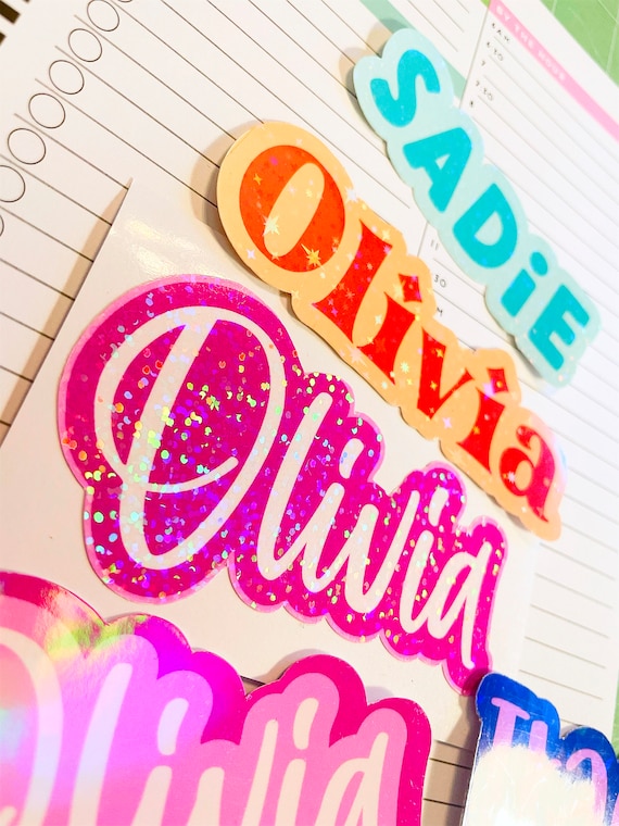 Custom Name Sticker Personalized Name Decal Waterproof Vinyl Sticker for Water Bottles Laptops, Notebooks & Gifts