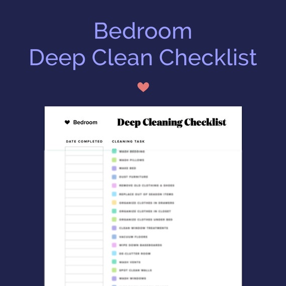 Bedroom Deep Clean Checklist Printable - Etsy