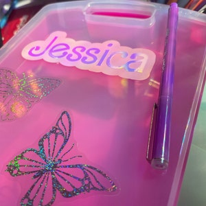 Pink Name Vinyl Decal Pink Retro 90s Aesthetic Birthday Bachelorette Party Favors for Bar Cocktail 90s Girl Decal Stanley Tumbler Waterproof
