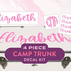 Kit de decalque de acampamento faça você mesmo Adesivo de vinil personalizado para mala de viagem Nome Monograma para meninos Meninas Conselheiros Bagagem