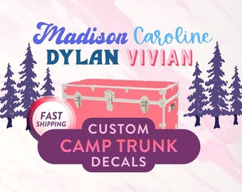 Camp Trunk Decal for Girls Personalized Name Luggage Sticker Sleepaway Camp Suitcase Name Decal Monogram for Girls Counselors Luggage