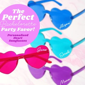 Personalized Sunglasses for Bachelorette Party Favor Birthday Girl Sunglasses Translucent Hearts summer pool party beach bag decor