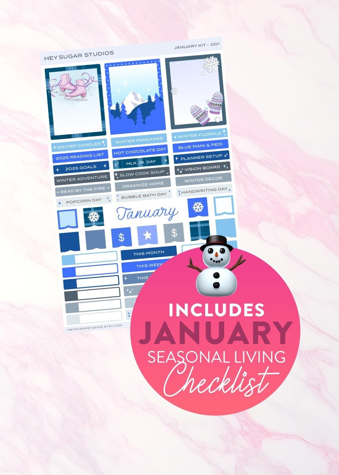 Printable Planner Stickers January Winter Stickers Productivity Self ...