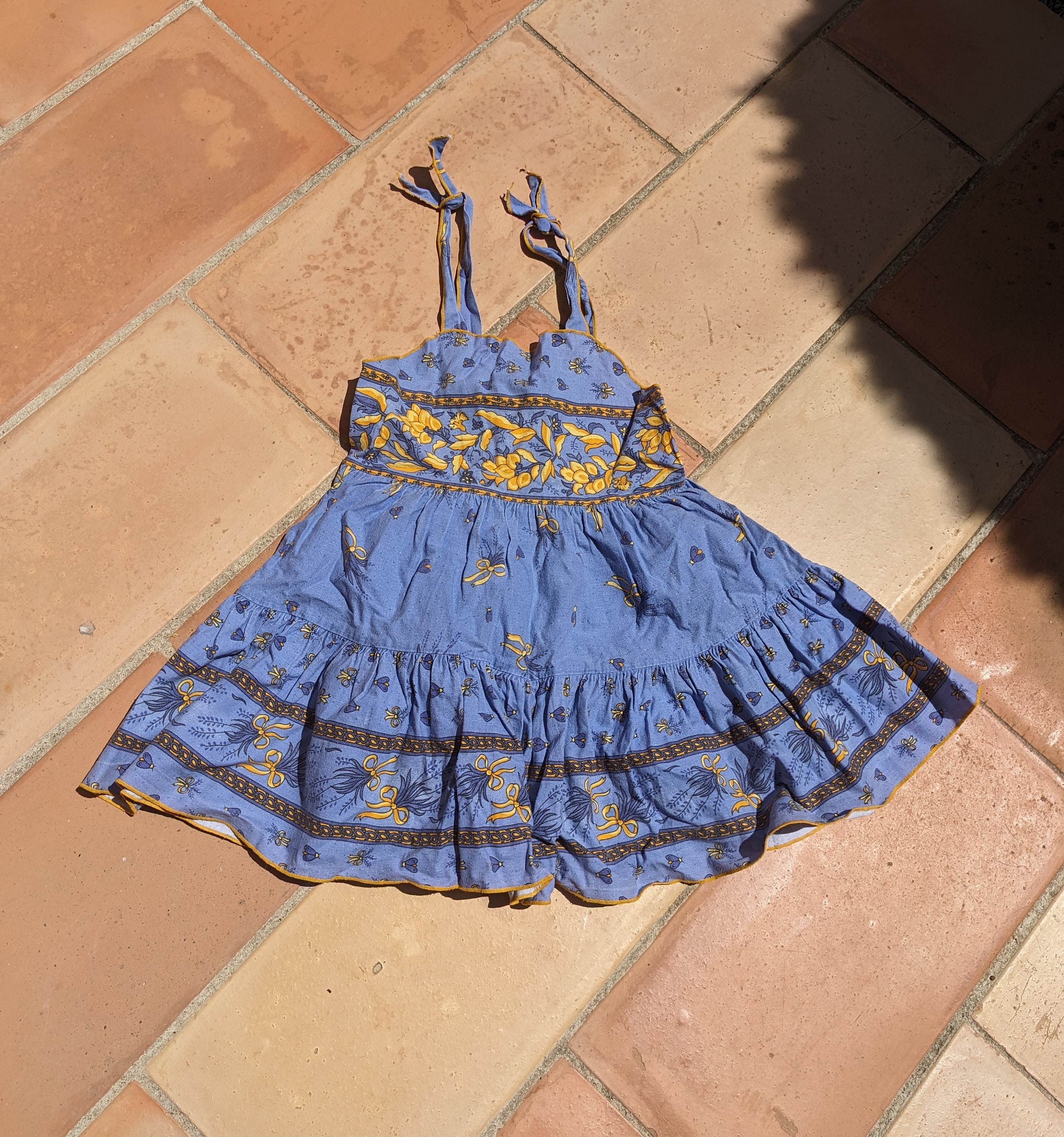 Robe bleue provencale vintage de petite fille Etsy France