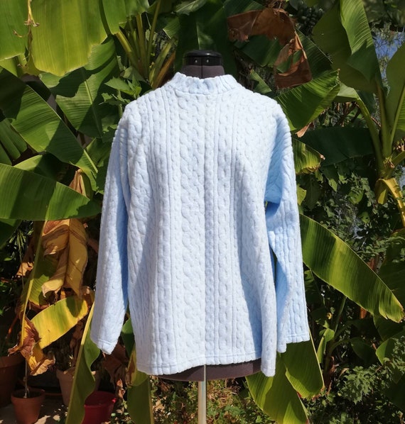 Damart Thermolactyl Sweater Sky Blue Twisted Mesh Pattern Devoured L 