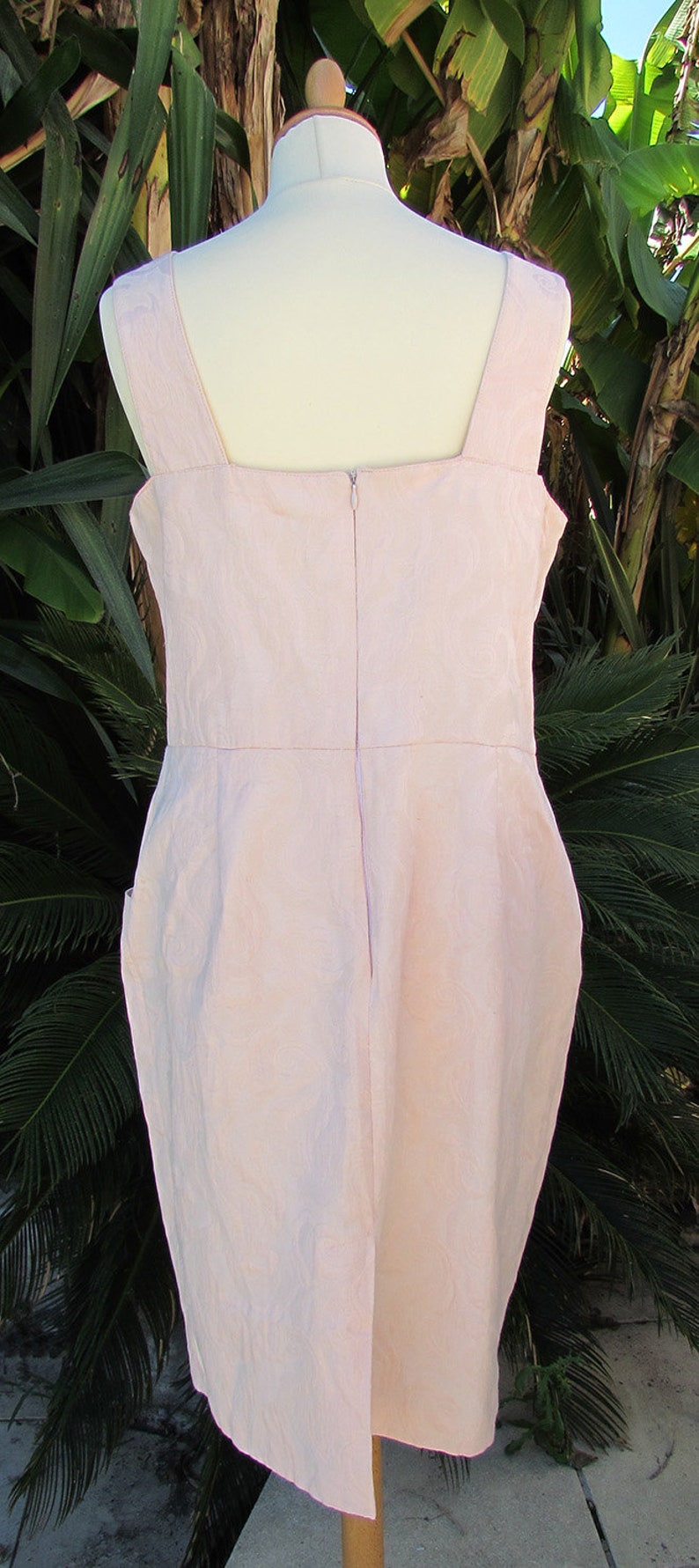 Pale pink vintage outfit bolero jacket Pattern on dress