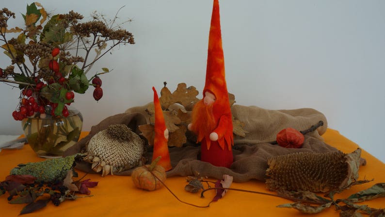 Anthroposophical gnome Seasonal table fire gnome Sint Jan gnome Seasonal table ready to use Autumn gnome Waldorf image 5