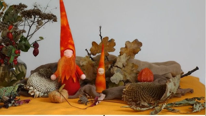 Anthroposophical gnome Seasonal table fire gnome Sint Jan gnome Seasonal table ready to use Autumn gnome Waldorf image 2