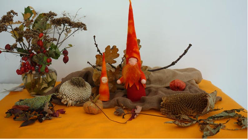 Anthroposophical gnome Seasonal table fire gnome Sint Jan gnome Seasonal table ready to use Autumn gnome Waldorf image 9